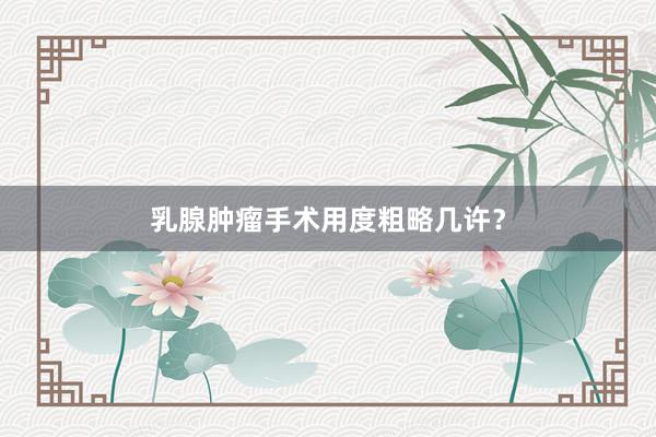 乳腺肿瘤手术用度粗略几许？